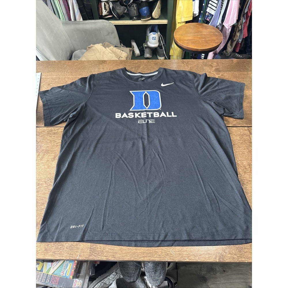Nike Elite Duke Blue Devils Basketball T Shirt Men XXL Black Athletic Dri-Fit